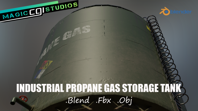 industrial large propane gas storage tank 3D Модель .c4d .max .obj .3ds .fbx .stl .blend 