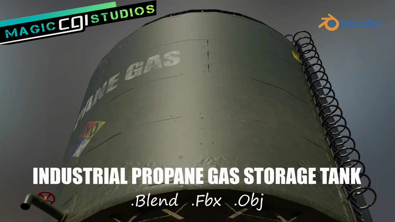 industrial large propane gas storage tank 3D Model .c4d .max .obj .3ds .fbx .stl .blend 