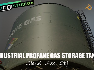 industrial large propane gas storage tank 3D Model