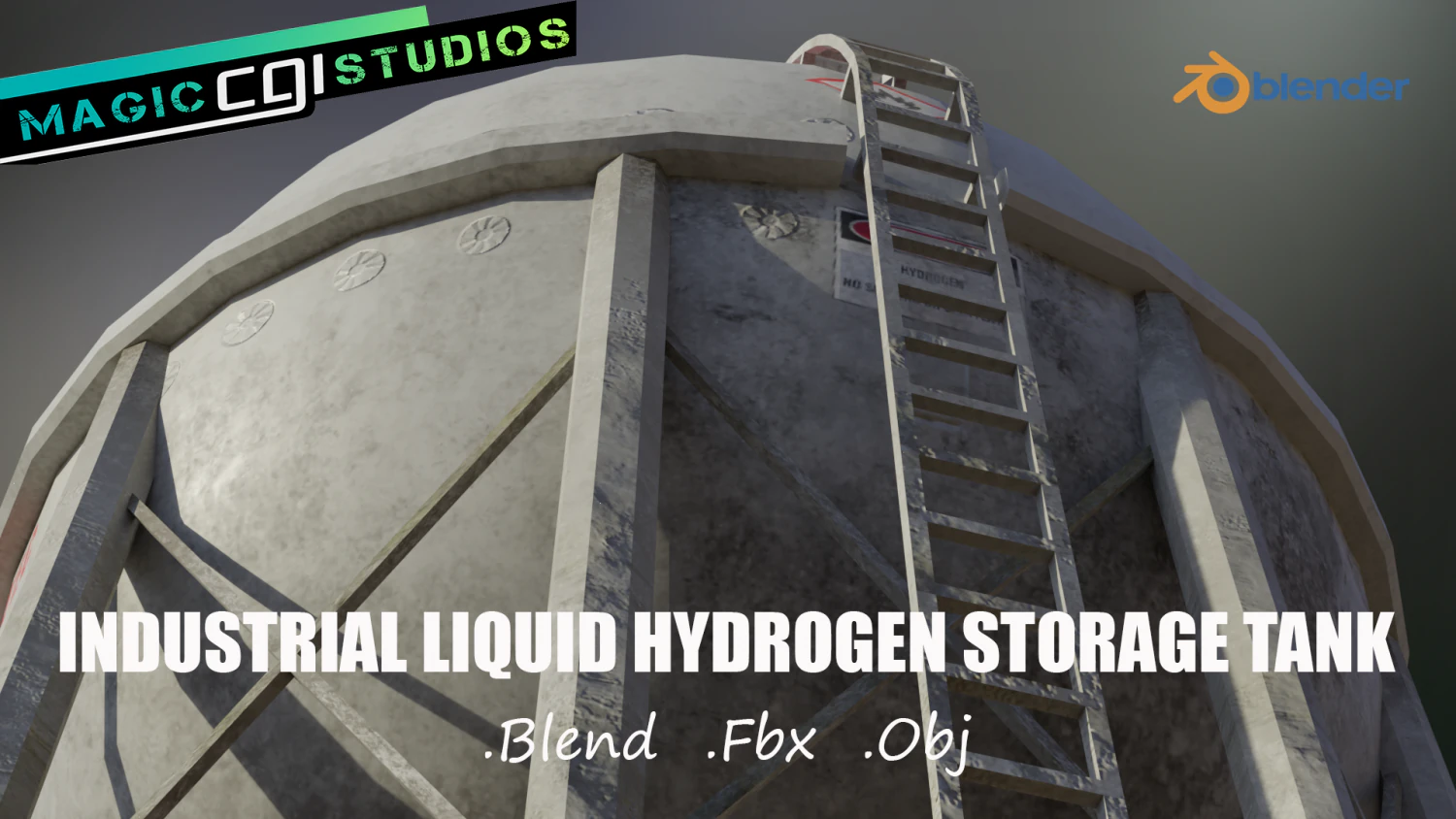 industrial liquid hydrogen spherical storage tank 3D Model .c4d .max .obj .3ds .fbx .stl .blend 