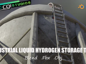 tanque de armazenamento esf&eacute;rico de hidrog&ecirc;nio l&iacute;quido industrial Modelo 3D