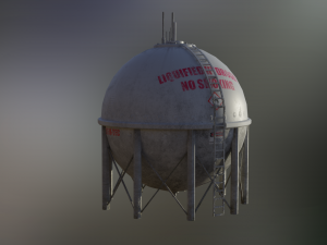 industrial liquid hydrogen spherical storage tank 3D Model