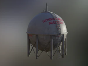 industrial liquid hydrogen spherical storage tank 3D Model