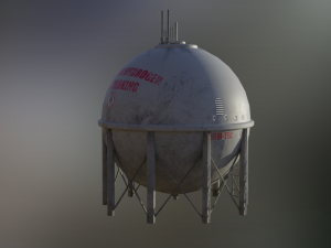 industrial liquid hydrogen spherical storage tank 3D Model