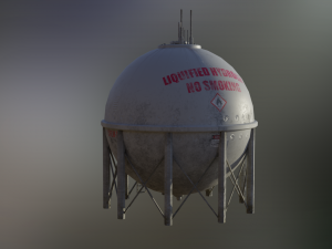 industrial liquid hydrogen spherical storage tank 3D Model