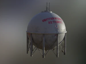 industrial liquid hydrogen spherical storage tank 3D Model