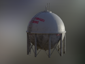 industrial liquid hydrogen spherical storage tank 3D Model