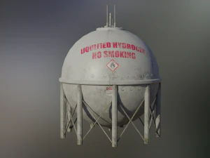 industrial liquid hydrogen spherical storage tank 3D Model
