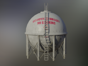 industrial liquid hydrogen spherical storage tank 3D Model