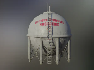 industrial liquid hydrogen spherical storage tank 3D Model