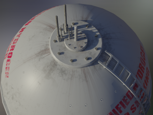 industrial liquid hydrogen spherical storage tank 3D Model