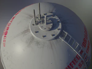 industrial liquid hydrogen spherical storage tank 3D Model