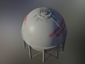 industrial liquid hydrogen spherical storage tank 3D Model