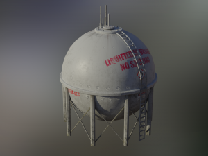 industrial liquid hydrogen spherical storage tank 3D Model