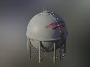 industrial liquid hydrogen spherical storage tank 3D Model