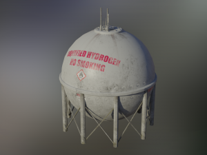 industrial liquid hydrogen spherical storage tank 3D Model