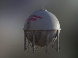 industrial liquid hydrogen spherical storage tank 3D Model