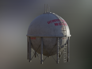 industrial liquid hydrogen spherical storage tank 3D Model