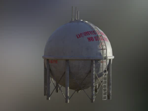 industrial liquid hydrogen spherical storage tank 3D Model