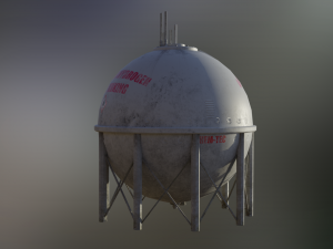 industrial liquid hydrogen spherical storage tank 3D Model