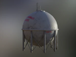 industrial liquid hydrogen spherical storage tank 3D Model