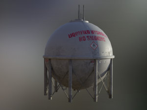 industrial liquid hydrogen spherical storage tank 3D Model