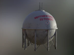 industrial liquid hydrogen spherical storage tank 3D Model