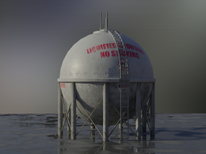 industrial liquid hydrogen spherical storage tank 3D Model