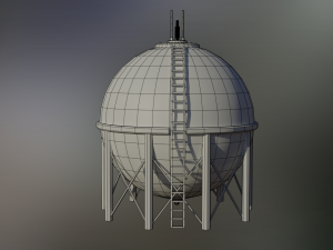 industrial liquid hydrogen spherical storage tank 3D Model