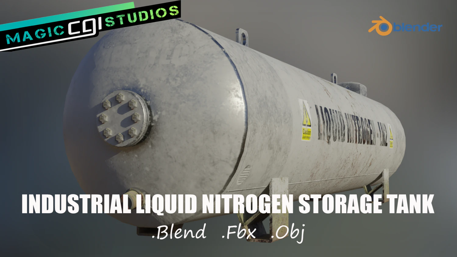 industrial liquid nitrogen storage tank 3D Model .c4d .max .obj .3ds .fbx .stl .blend 