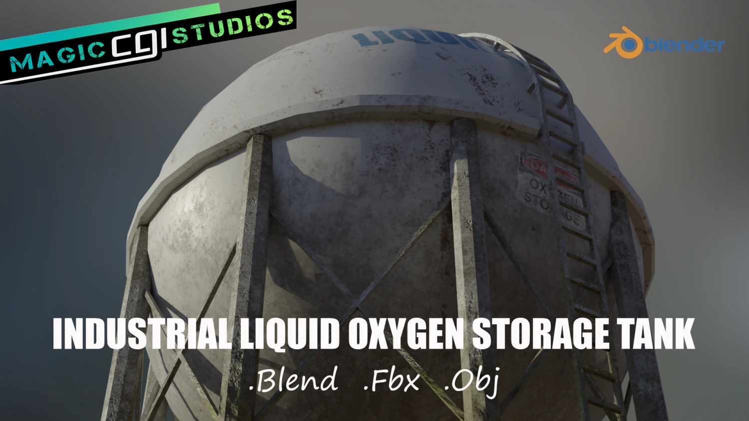 industrial liquid oxygen spherical storage tank 3D Model .c4d .max .obj .3ds .fbx .stl .blend 