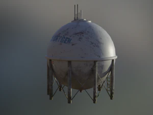 industrial liquid oxygen spherical storage tank 3D Model