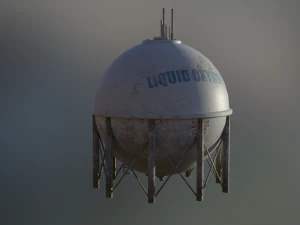 industrial liquid oxygen spherical storage tank 3D Model