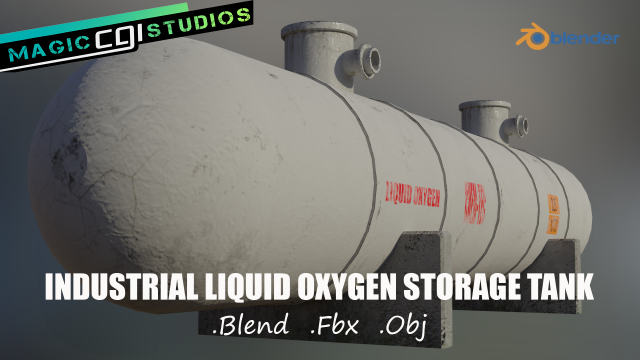 industrial liquid oxygen storage tank Model 3D .c4d .max .obj .3ds .fbx .stl .blend 