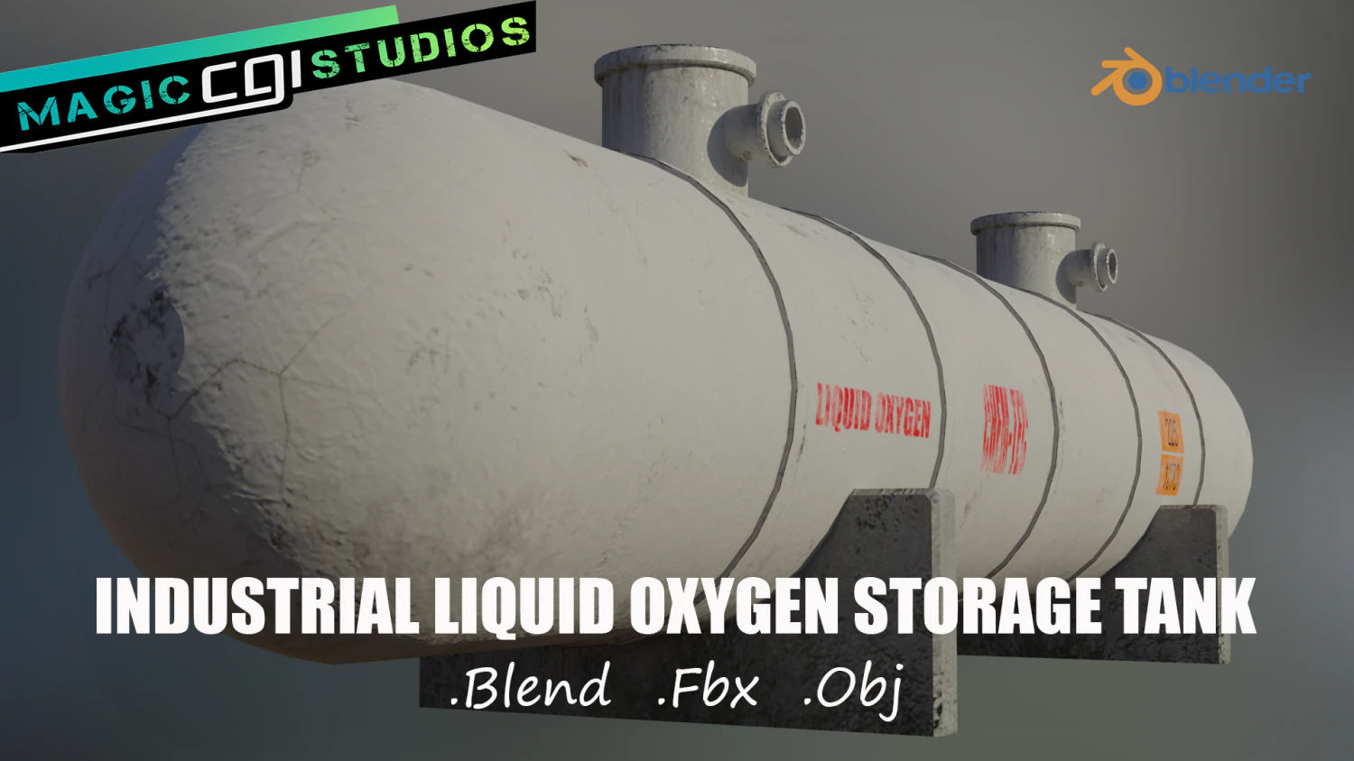 industrial liquid oxygen storage tank 3D Model .c4d .max .obj .3ds .fbx .stl .blend 