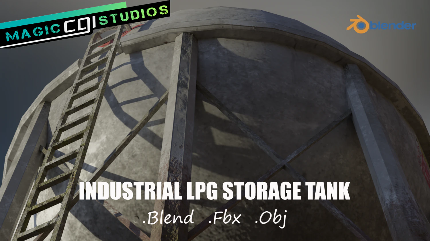 industrial lpg spherical storage tank 3D Model .c4d .max .obj .3ds .fbx .stl .blend 