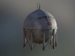 industrial lpg spherical storage tank 3D Model