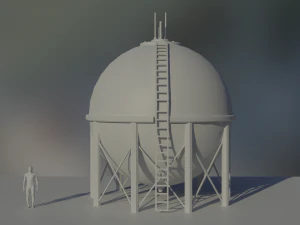 industrial lpg spherical storage tank 3D Model