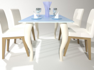 ready set table chair product by nx 3d max 2017 v ray render low-poly 3D Model