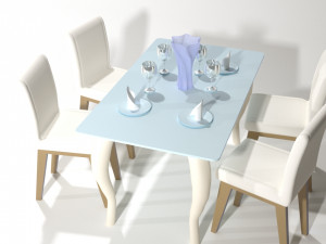 ready set table chair product by nx 3d max 2017 v ray render low-poly 3D Model