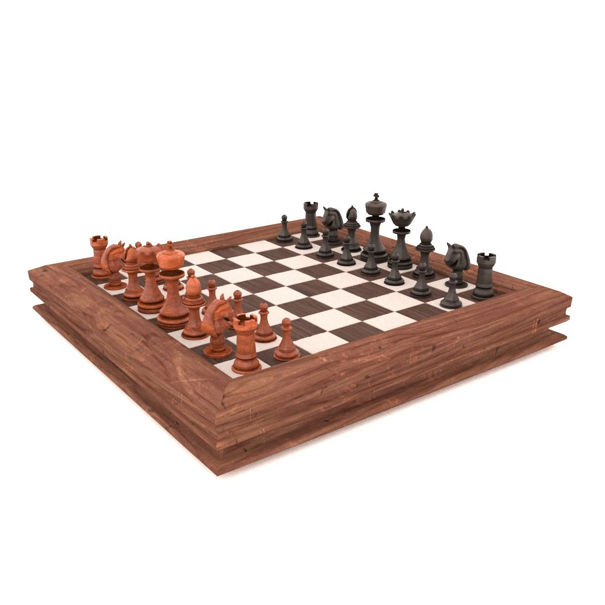 chess game board and all pieces 3D Model .c4d .max .obj .3ds .fbx .stl .blend 