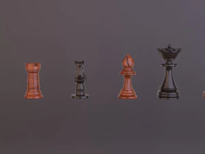chess game board and all pieces 3D Model