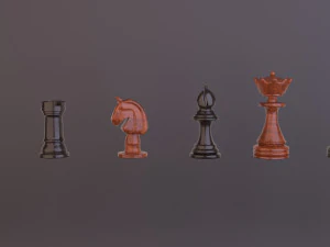 chess game board and all pieces 3D Model