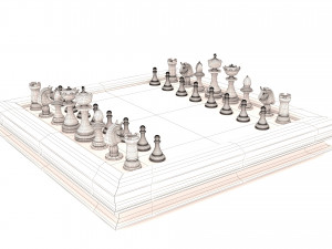 chess game board and all pieces 3D मॉडल