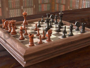 chess game board and all pieces 3D Model