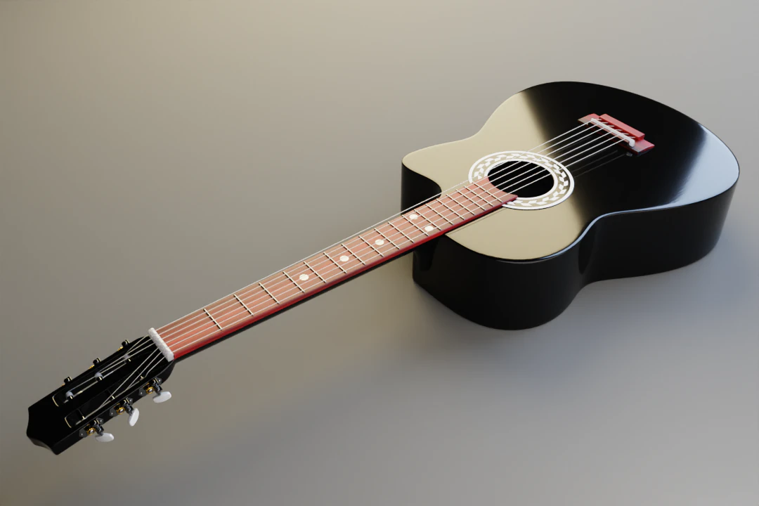 acoustic guitar 3D Model .c4d .max .obj .3ds .fbx .stl .blend