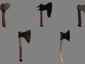 도끼 팩 1 로우 폴리 3D 모델