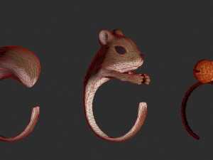 rings squirrel and acorn 3d print model 3Dプリントモデル