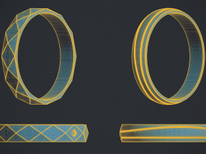 rings faceted and lines 3d print model Model Cetak 3D