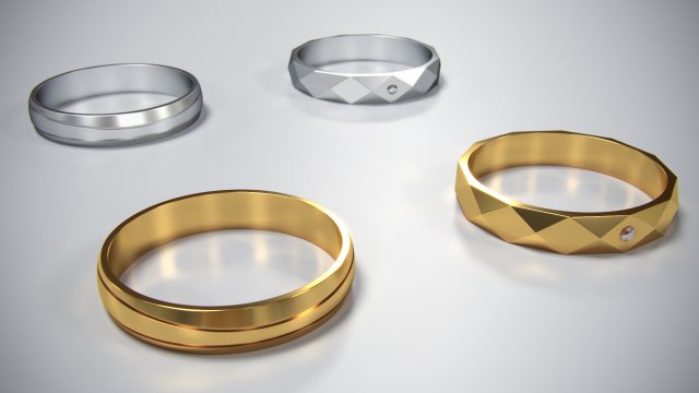 rings faceted and lines 3d print model Model Cetak 3D .c4d .max .obj .3ds .fbx .stl .blend 